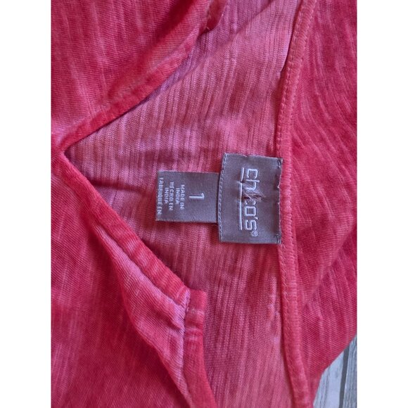 Chicos Womens V-Neck Short Sleeve Top Size M 1 Coral - Picture 3 of 6